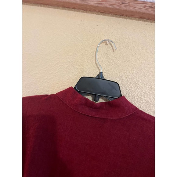 Chicos Design Womens Sz 2 Red Maroon 100% Linen Tunic Length Shirt (US size LG) - Picture 3 of 10